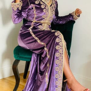 Caftan Marocain Violet Velours - Mazagan Couture